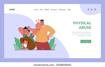 Childhood psychological trauma web banner or landing page. Impact of traumatic events on kid mental health. Psychological disorder caused by physical and emotional abuse. Vector flat illustration