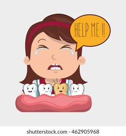 childhood sick pain tooth vector illsutration graphic