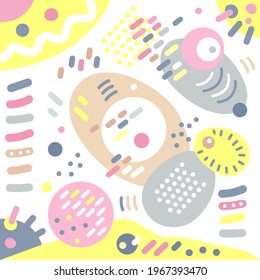 Childish abstract background with multicolored geometric elements