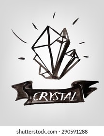 Childish Abstract Crystal With Ribbon. Vector EPS 10