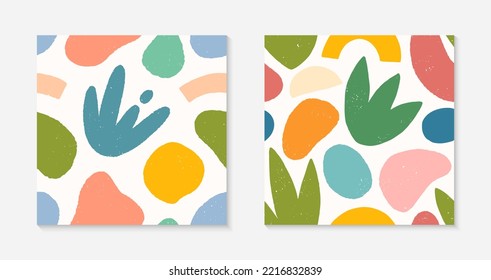 Childish abstract seamless patterns.Colorful hand drawn organic shapes,doodles and elements.Vector trendy designs for prints,flyers,banners,fabric,invitations,branding,covers and more.