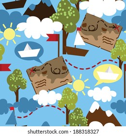 Childish adventure seamless texture, vector illustration