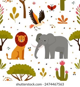 Childish Babies Pattern Animal Plant Zoo Safari