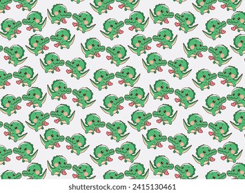 Childish baby alligator print repeat pattern vector background