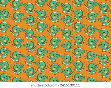 Childish baby alligator print repeat pattern vector background