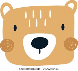 Childish Bear Head Vector Illustration