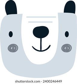 Childish Bear Head Vector Illustration