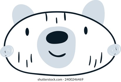 Childish Bear Head Vector Illustration