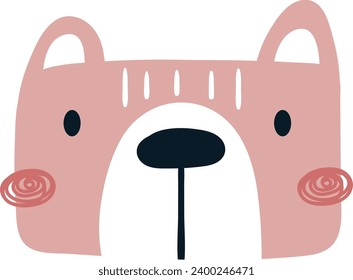 Childish Bear Head Vector Illustration