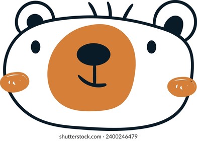 Childish Bear Head Vector Illustration