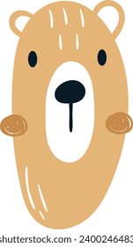 Childish Bear Head Vector Illustration