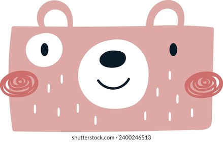 Childish Bear Head Vector Illustration