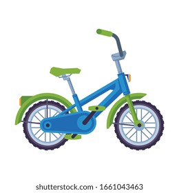 Childish Bicycle, Ecological Sport Transport, Cute Bike Side View Flat Vector Illustration
