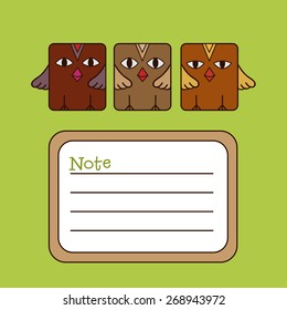 Childish bird design for your note