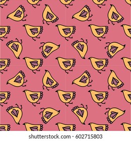 childish bird  seamless pattern design, pink birdie pattern, decorative design for textile, children stuff, wrapping paper, scrapbook, cards, kids print.