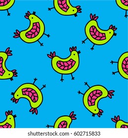 childish bird  seamless pattern design, blue birdie pattern, decorative design for textile, children stuff, wrapping paper, scrapbook, cards, kids print.