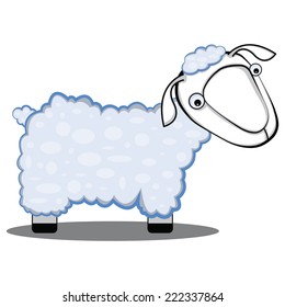 Childish cartoon illustration of a sheep