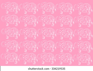 Childish cartoon pattern with doodle elephant