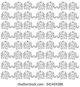 Childish cartoon pattern with doodle elephant
