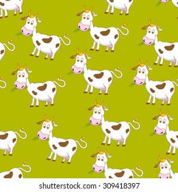 childish cartoon vector pattern with cow