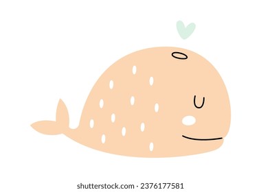 Childish Cartoon Whale Vector Illustration