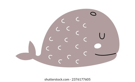 Childish Cartoon Whale Vector Illustration