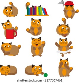 Childish cat, illustration, vector on a white background.