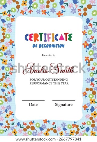 Childish certificate background for kids.