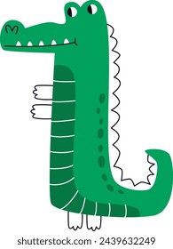 Childish Crocodile Animal Vector Illustration