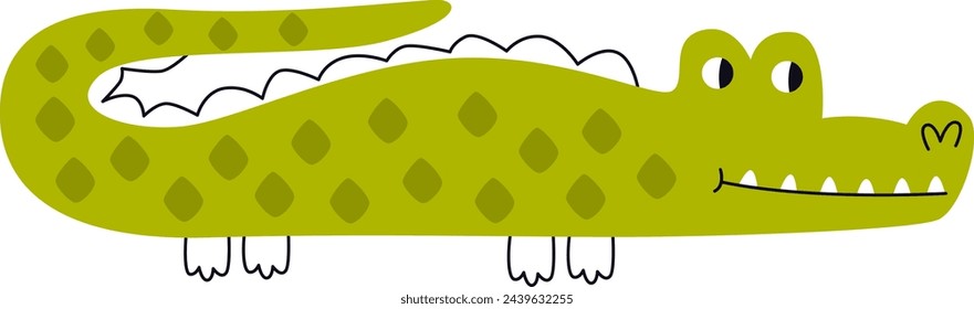 Childish Crocodile Animal Vector Illustration