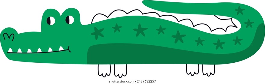 Childish Crocodile Animal Vector Illustration