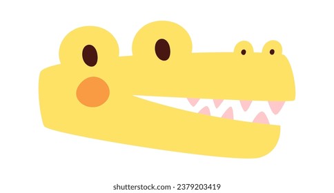 Childish Crocodile Face Vector Illustration