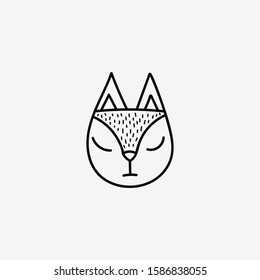 Childish cute animal face, scandinavian style. Creative doodle print for fabric, poster, textile, postcard,wallpaper, baby apparel. Vector cartoon illustration. Fox