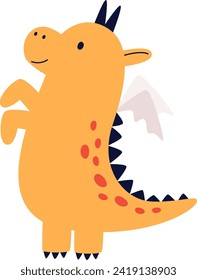 Childish Cute Dragon Vector Illustration