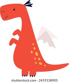 Childish Cute Dragon Vector Illustration