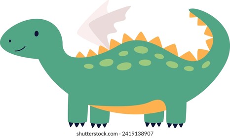 Childish Cute Dragon Vector Illustration