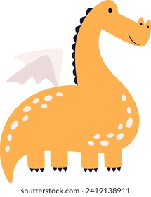 Childish Cute Dragon Vector Illustration