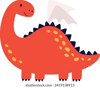 Childish Cute Dragon Vector Illustration