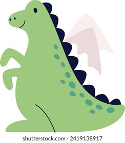 Childish Cute Dragon Vector Illustration