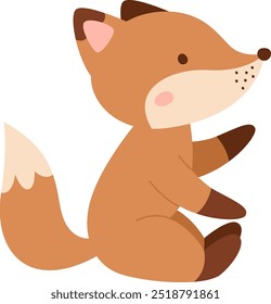 Childish Cute Fox Vector Illustration
