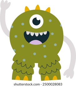 Childish Cute Monster Cyclop Vector Illustration