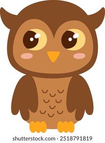 Childish Cute Owl Vector Illustration
