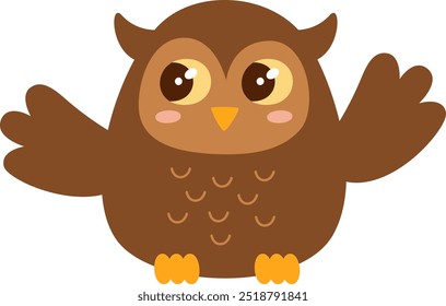 Childish Cute Owl Vector Illustration