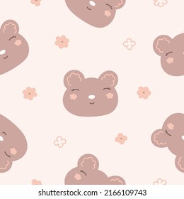 childish cute seamless pattern with bear vector illustration decor for nursery