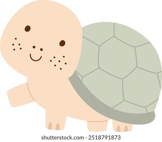 Childish Cute Turtle Vector Illustration