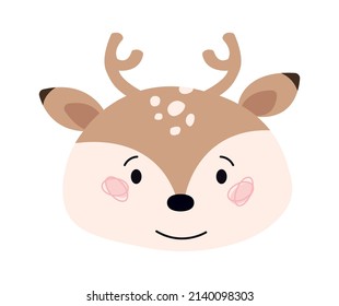 Childish Deer Cartoon Cute Animal. Vector illustration