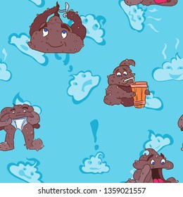 childish design seamless pattern with poops on blue