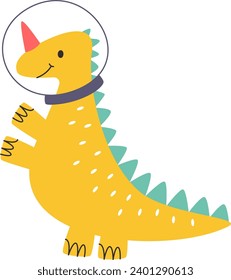 Childish Dinosaur Astronaut Vector Illustration