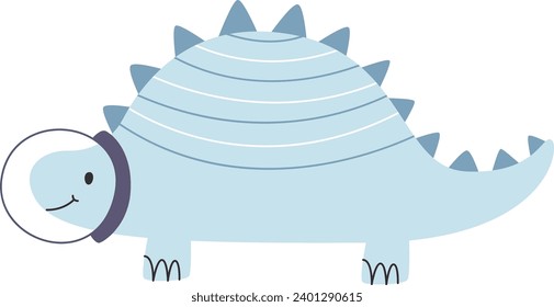 Childish Dinosaur Astronaut Vector Illustration
