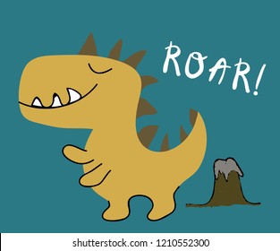 childish dinosaur boy vector print . chldish illustration for t shirt, kids fashion, fabric